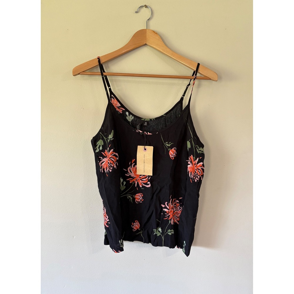 Knot Sisters Anthropology Black Floral Chrysanthemum Camisole Tank  NWT Womens M